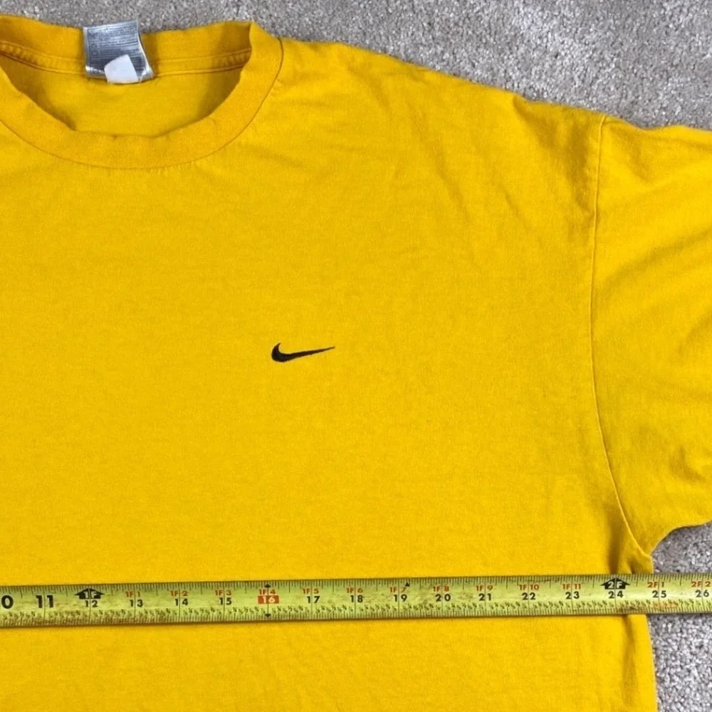 Nike‎ Vintage Silver Tag Yellow Embroidered Swoosh T-Shirt Mens XL Cotton BSX